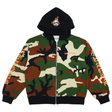 Chrome Hearts Matty Boy Caution Thermal Zip-Up Hoodie Camo
